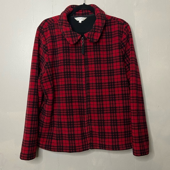 Northern Reflections Women’s Size XL Red Black Plaid Full Zip Sweater - Picture 1 of 6